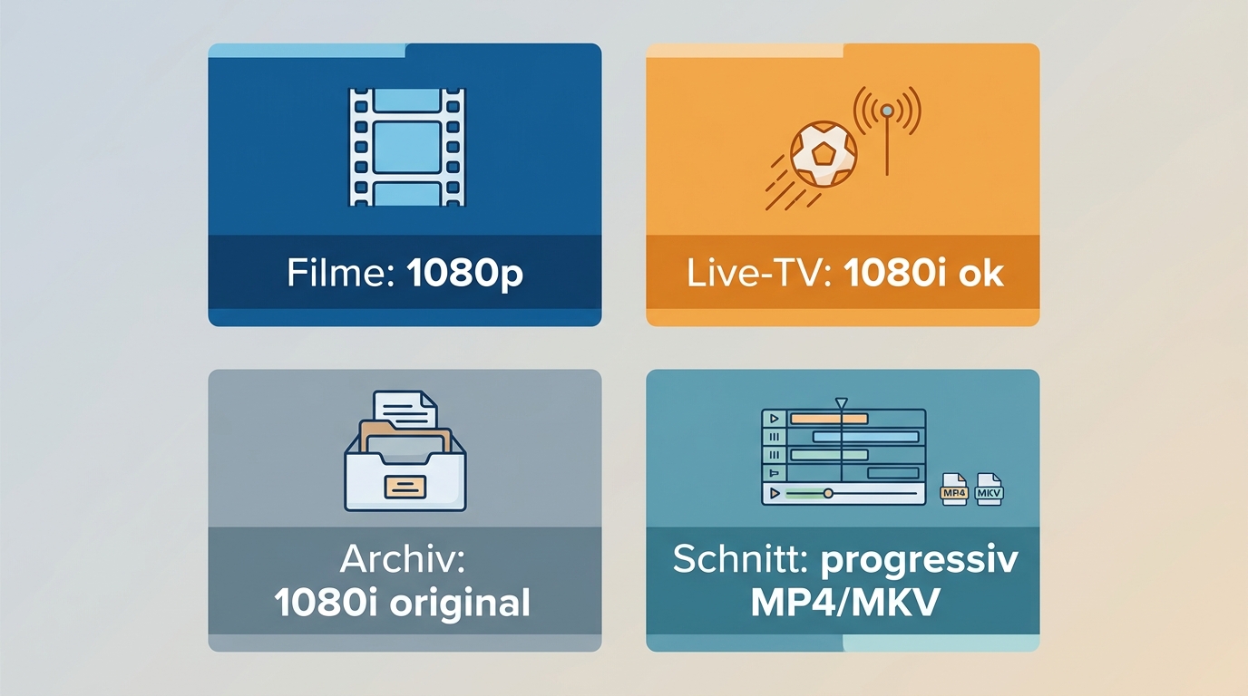 Entscheidungshilfe für 1080p, 1080i und progressive MP4 nach Nutzungsszenario