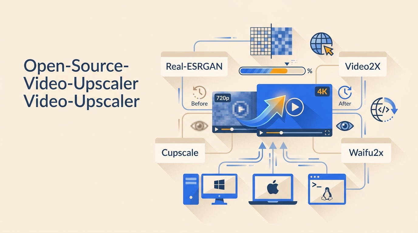 Open Source Video Upscaler 2026: 4 kostenlose Tools für Windows, Mac, Linux