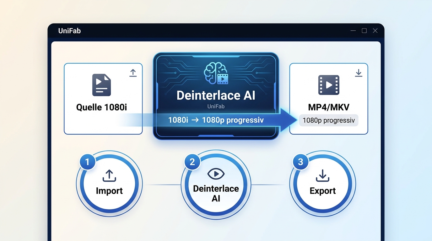UniFab-Workflow zum Umwandeln von 1080i in progressive MP4 mit Vorschauprüfung