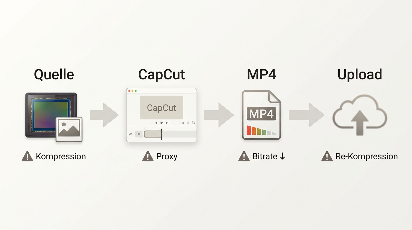 Qualitätsverluste von der Quelle über CapCut bis zum Plattform-Upload