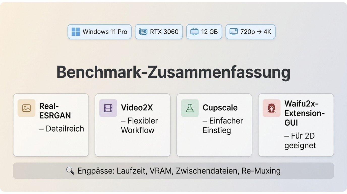 RTX-3060-Test von 720p auf 4K mit Stärken der vier Open-Source-Upscaler