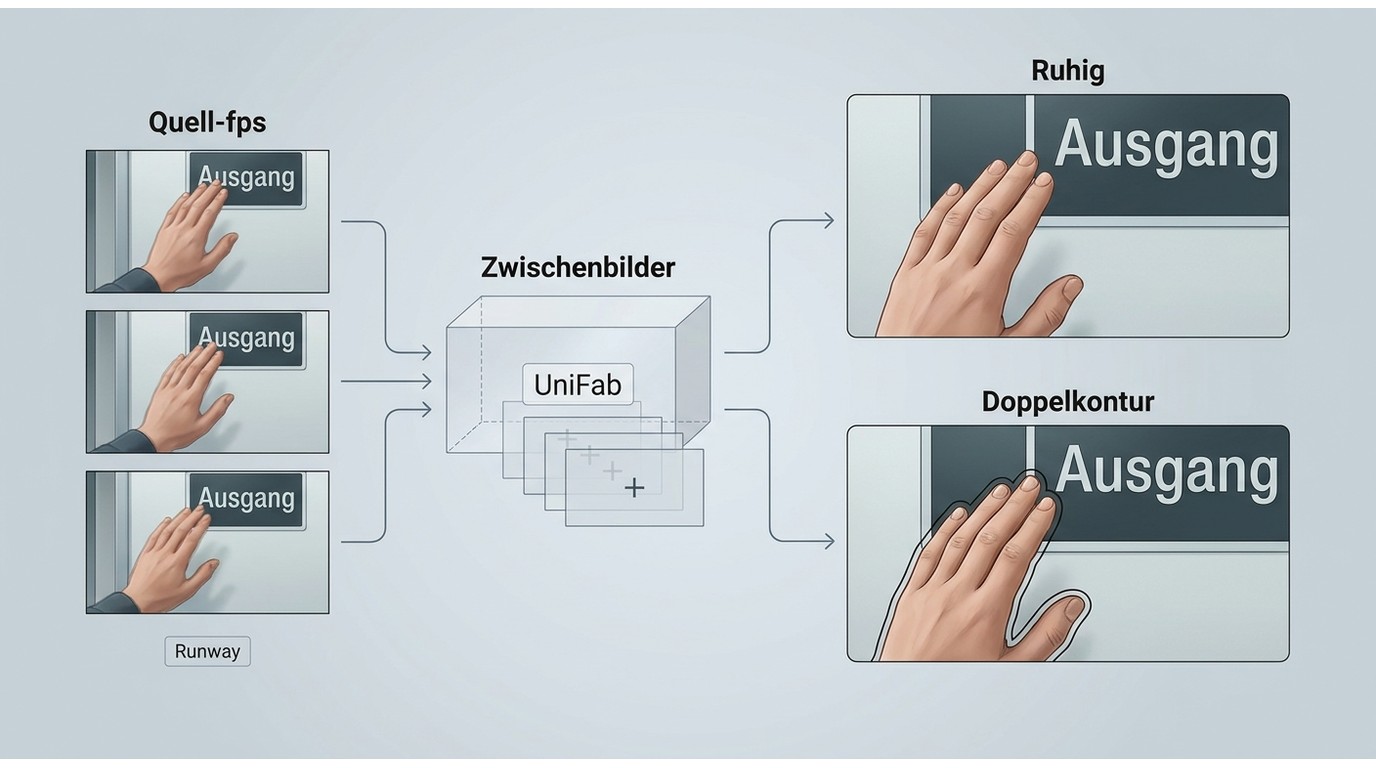 Frame-Interpolation in UniFab mit ruhiger Bewegung und typischen Doppelkonturen