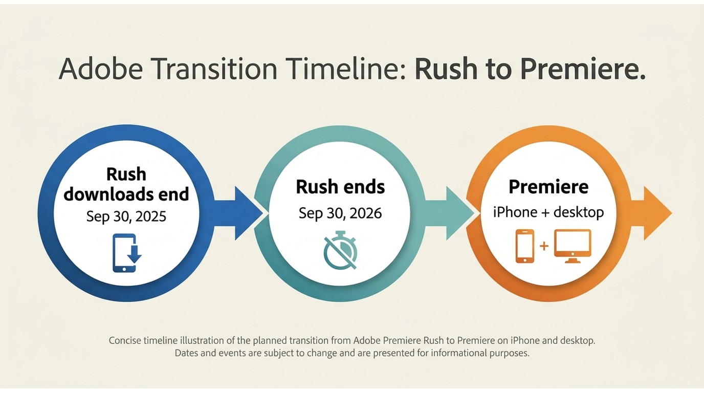 Premiere Rush ends in 2026 as Adobe shifts mobile users to Premiere on iPhone