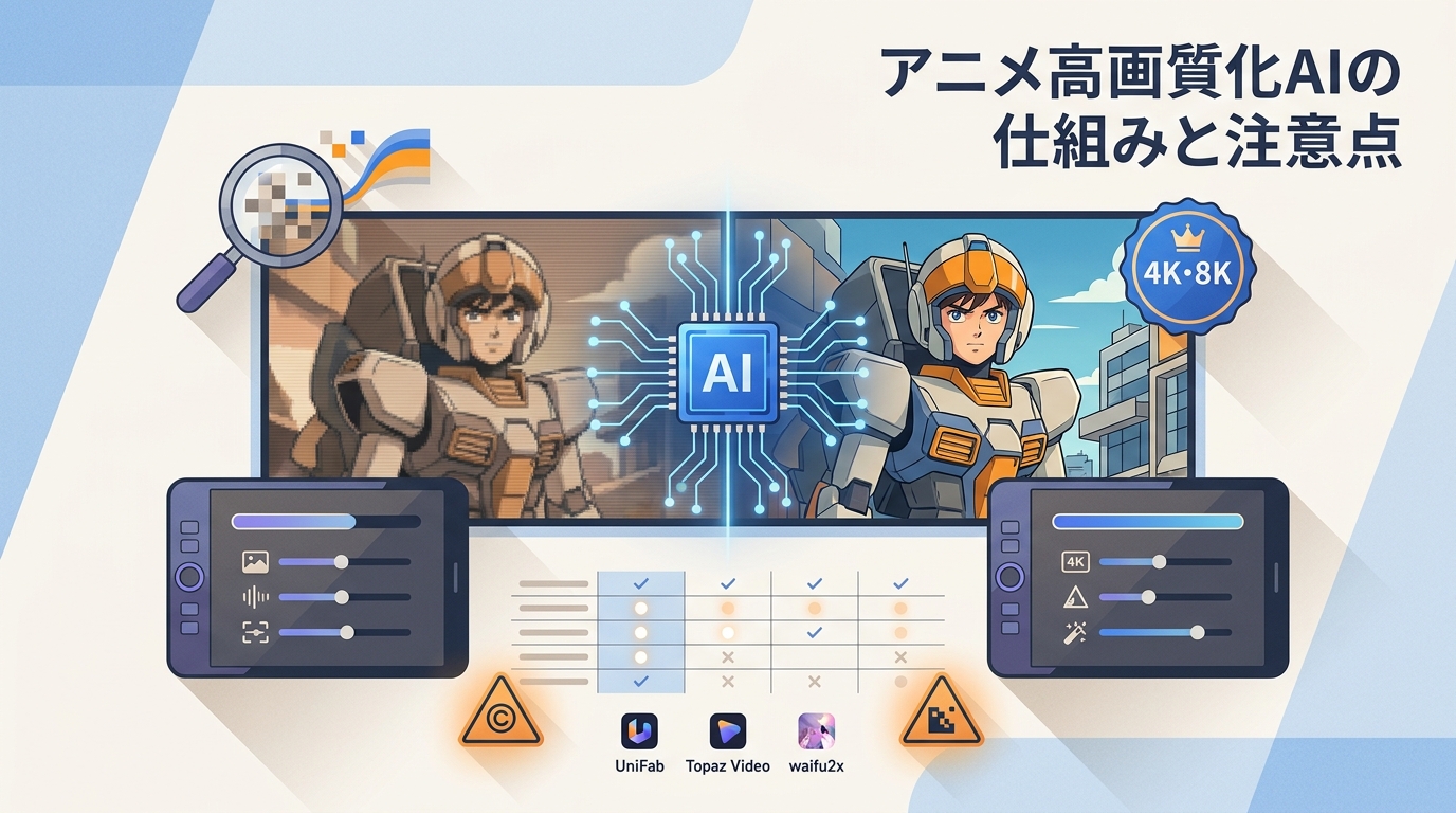 アニメ高画質化AIの仕組みと注意点｜古い作品の4K・8K化と8製品比較【2026年】