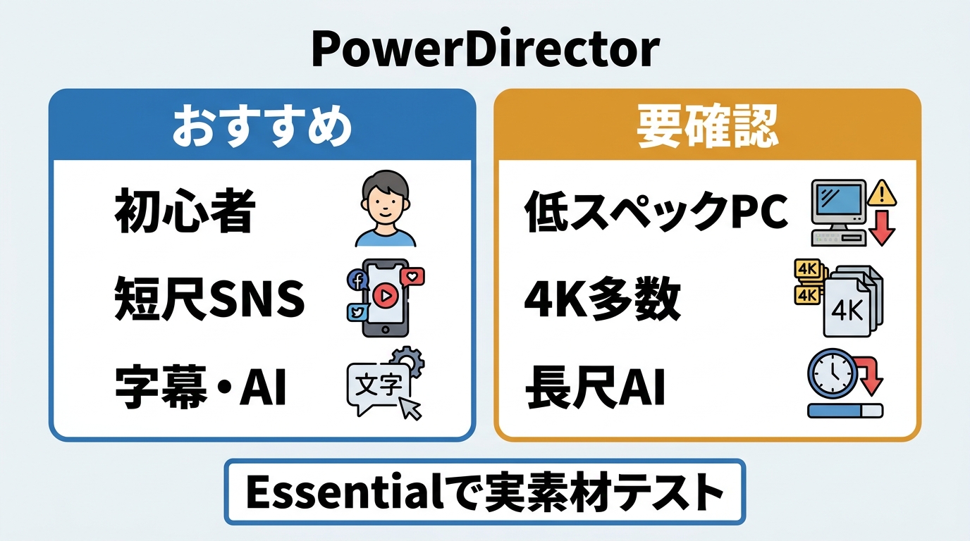 PowerDirectorが向く人と4K長尺編集で慎重な検討が必要な人