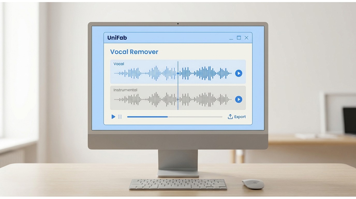 UniFab Vocal Remover AI separating a song into vocal and instrumental previews