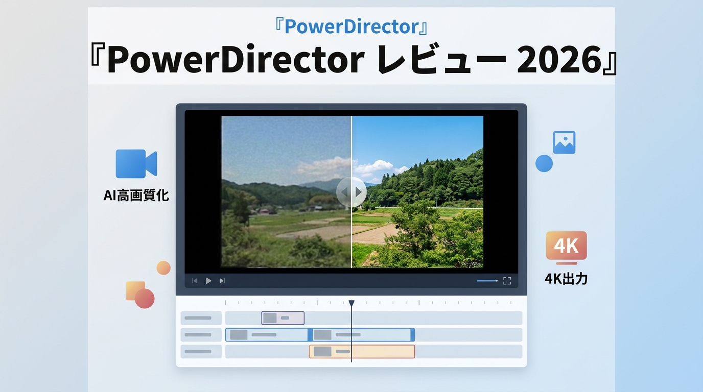 PowerDirectorレビュー2026｜評判・料金・AI高画質化の実力