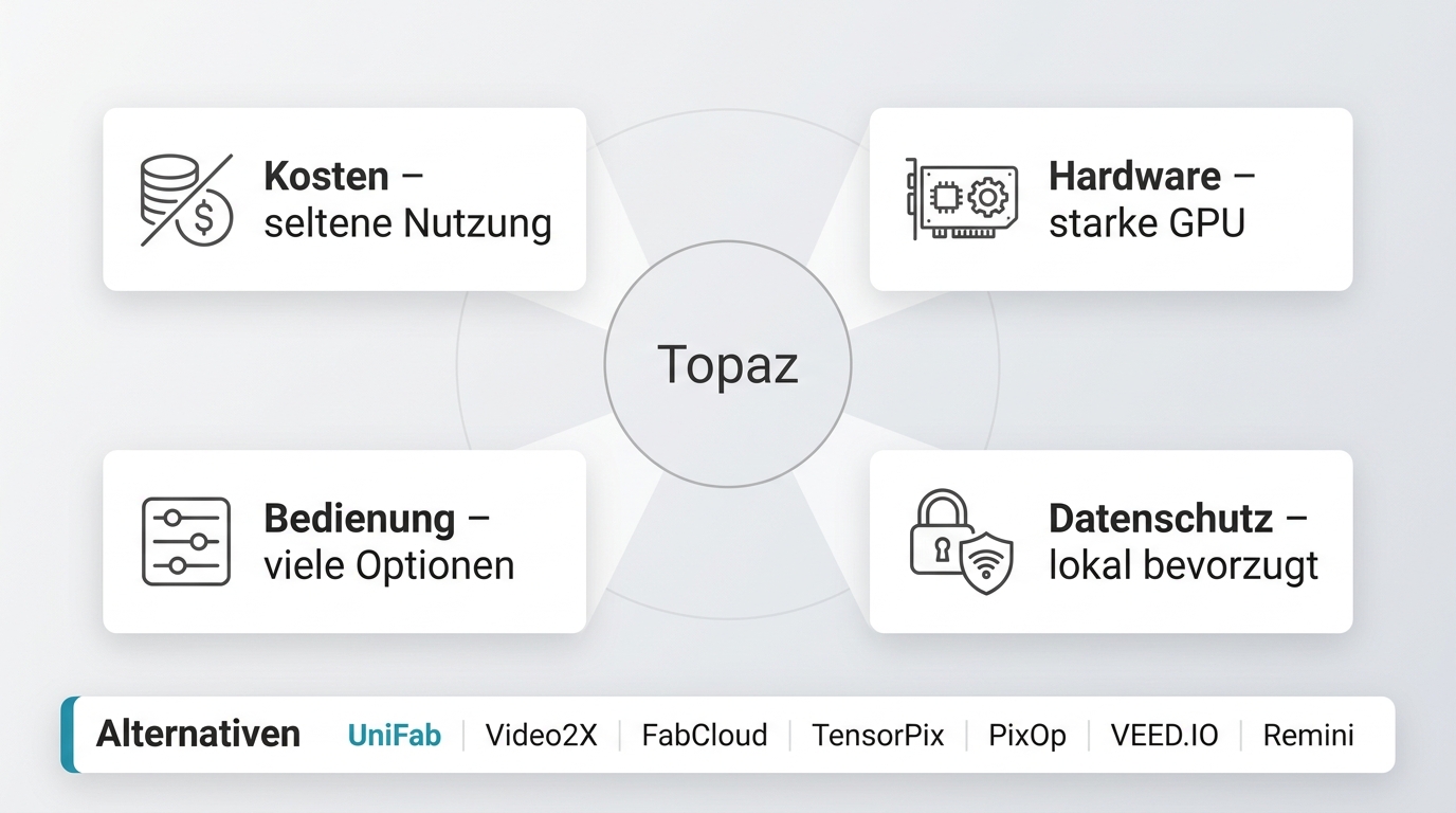 Vier Gründe für Topaz-Alternativen: Kosten, Hardware, Bedienung und Datenschutz