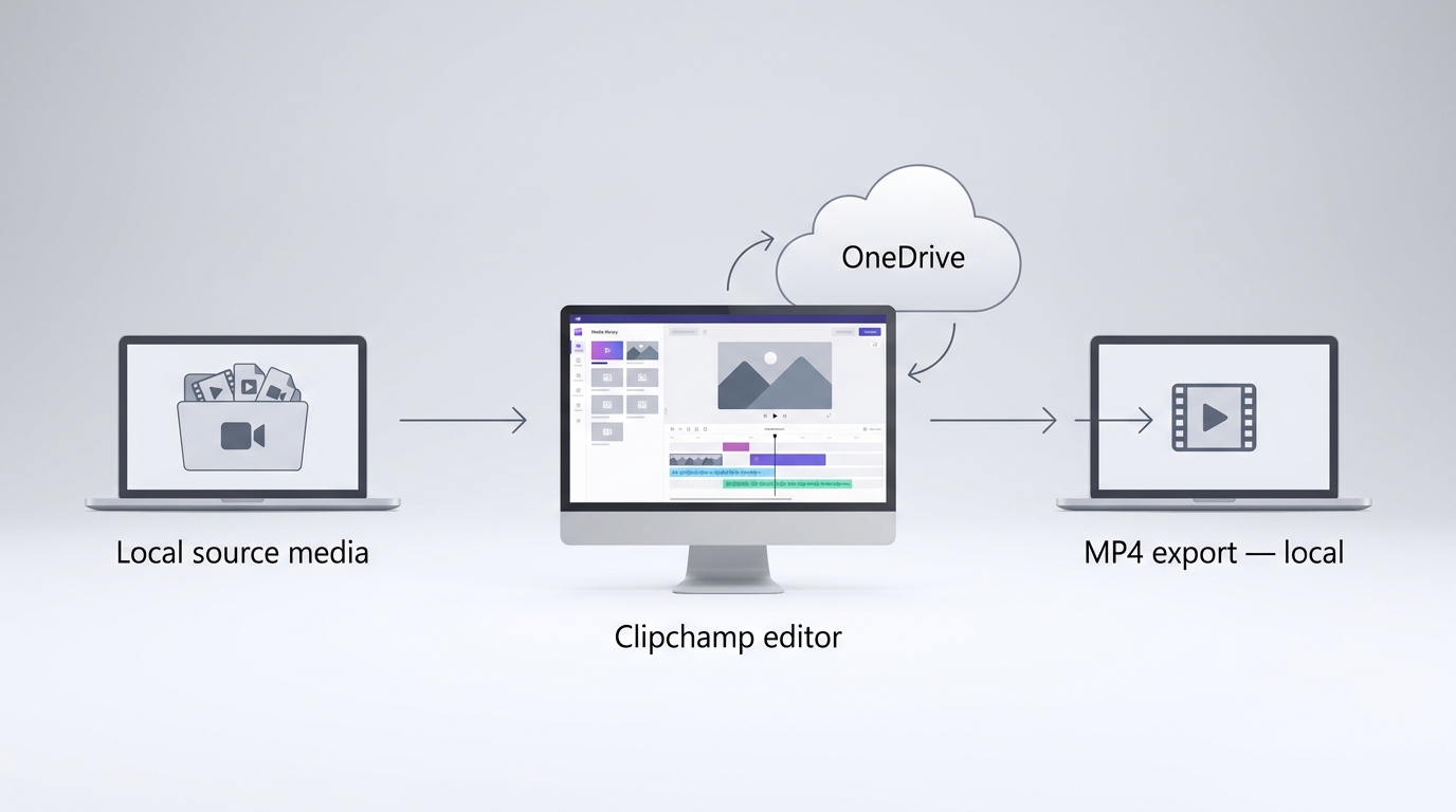 How Clipchamp uses OneDrive for editable projects while media and MP4 exports can stay local