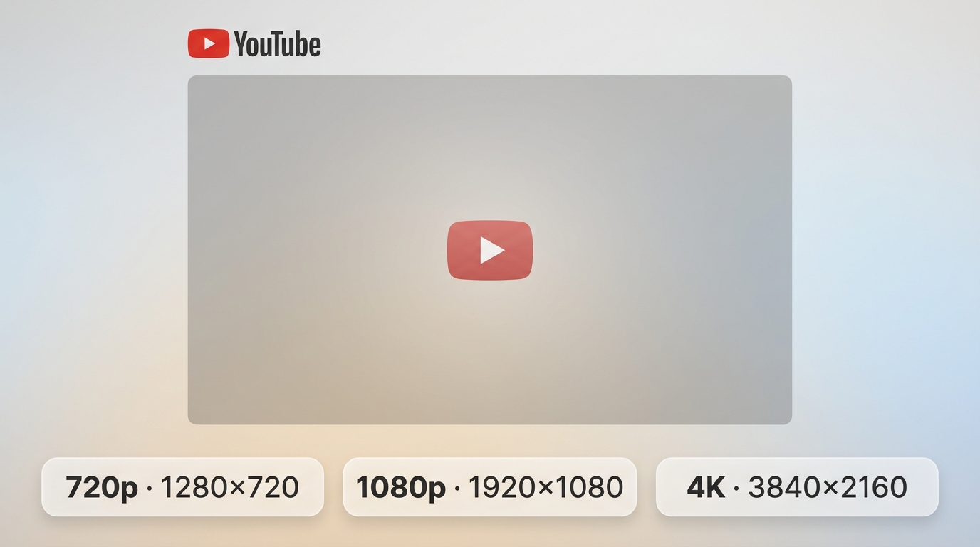 YouTube 16:9画面比例对应720p、1080p和4K等不同分辨率