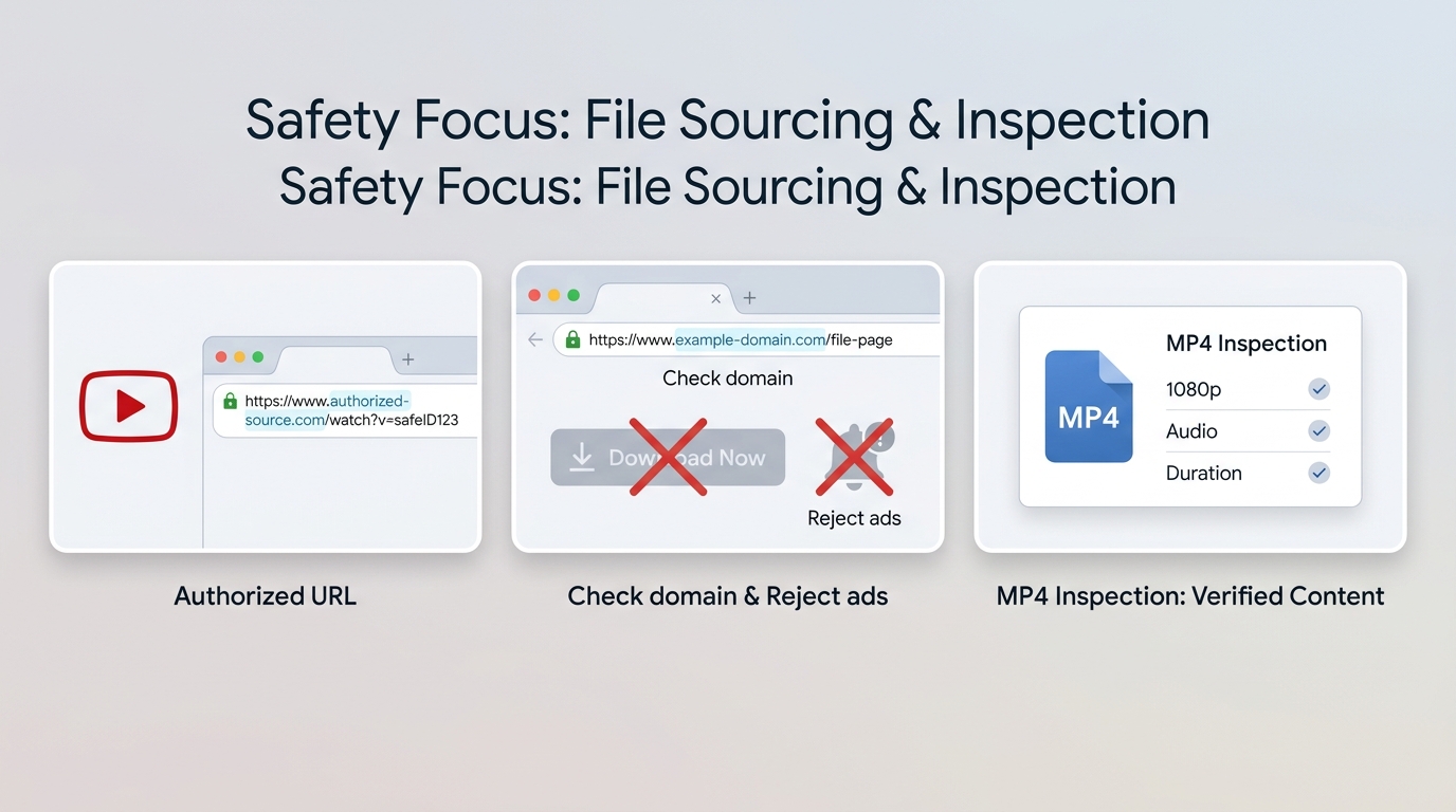 Three checks for safely converting an authorized YouTube URL to MP4 in a browser