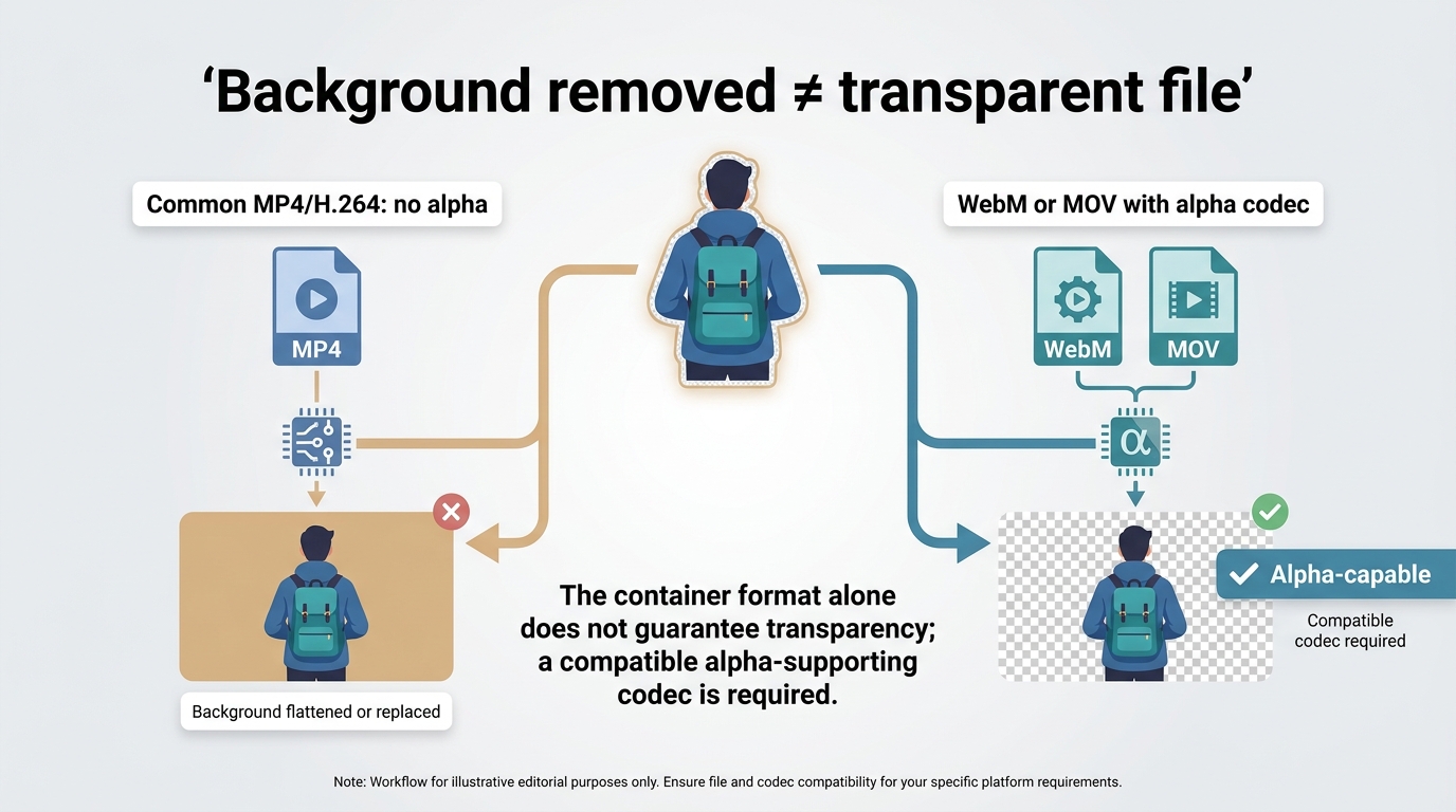 Why MP4 lacks alpha and when transparent WebM or MOV export is needed