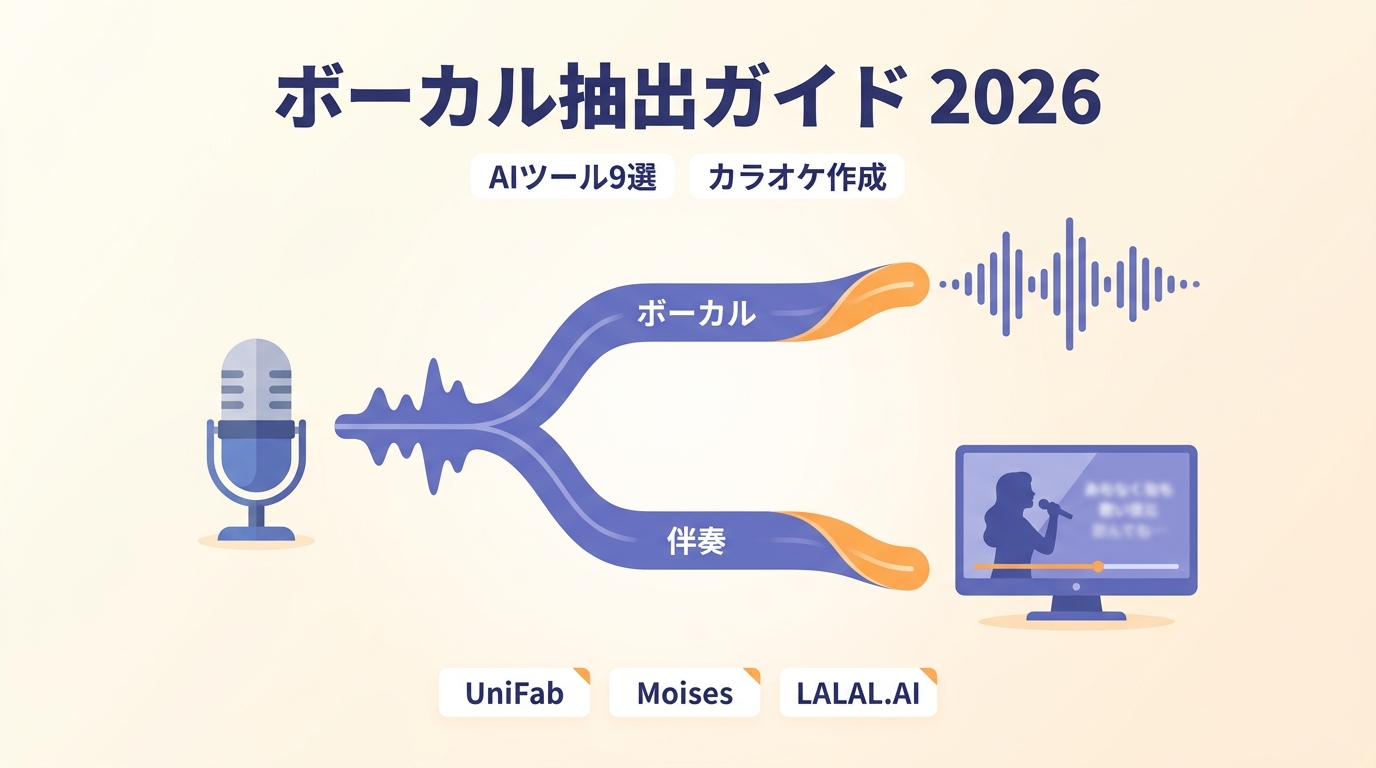 ボーカル抽出と音源分離の違い｜無料AIツール9選・制限・注意点