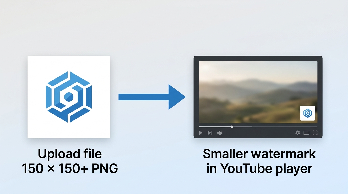 Comparison of uploaded watermark file size versus the smaller watermark shown in the YouTube player