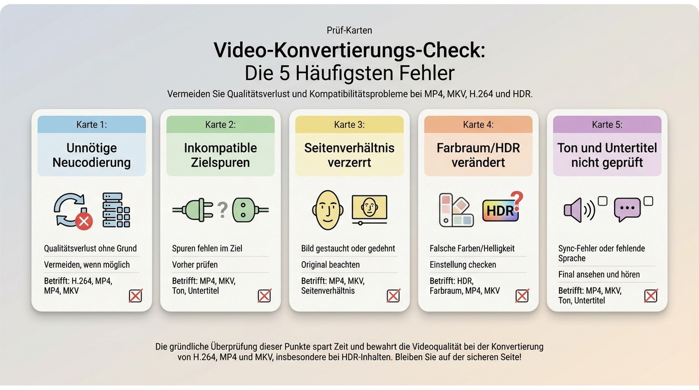 Fünf häufige Fehler bei der Videokonvertierung von Remux bis HDR und Untertiteln