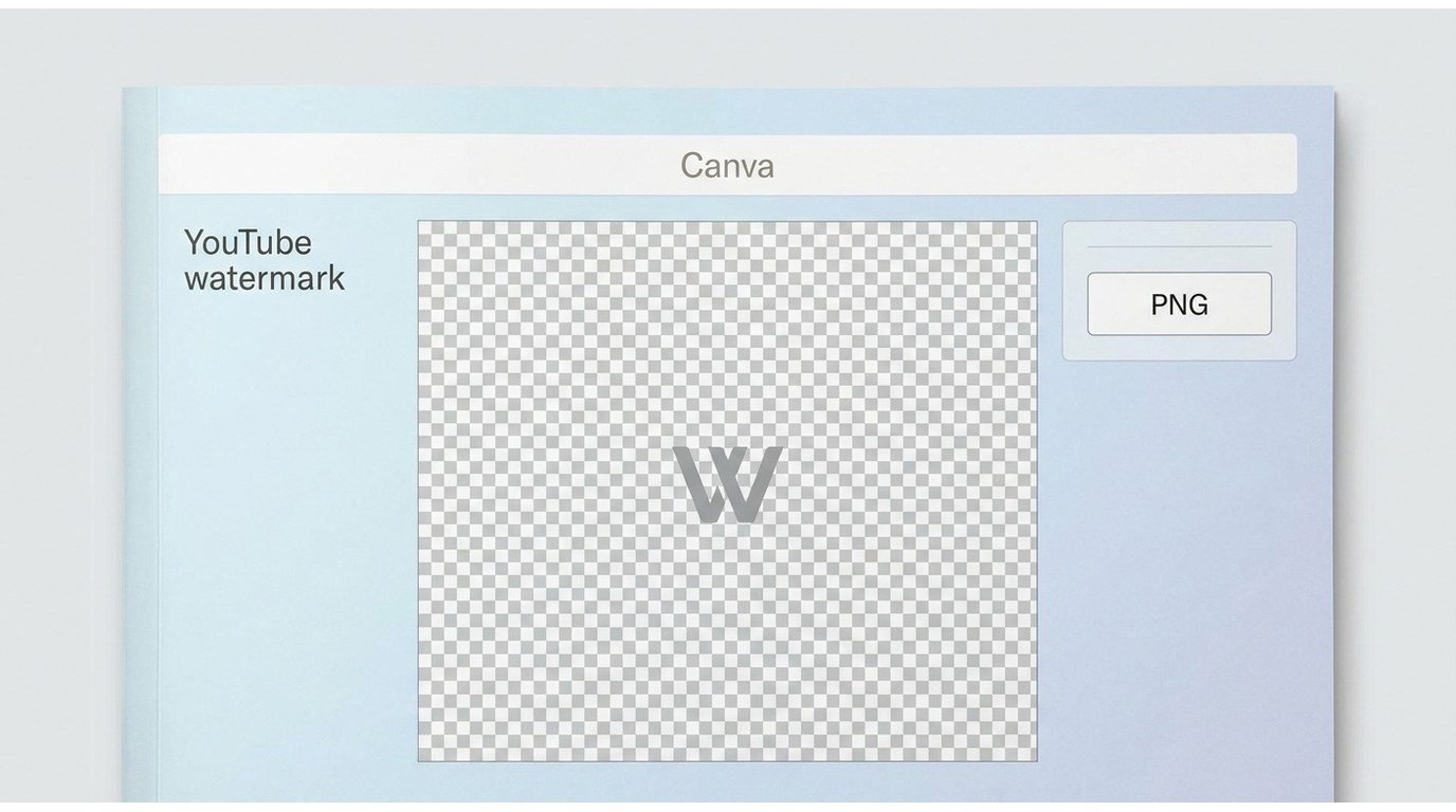 Canva workflow for making a square YouTube watermark and exporting it as PNG
