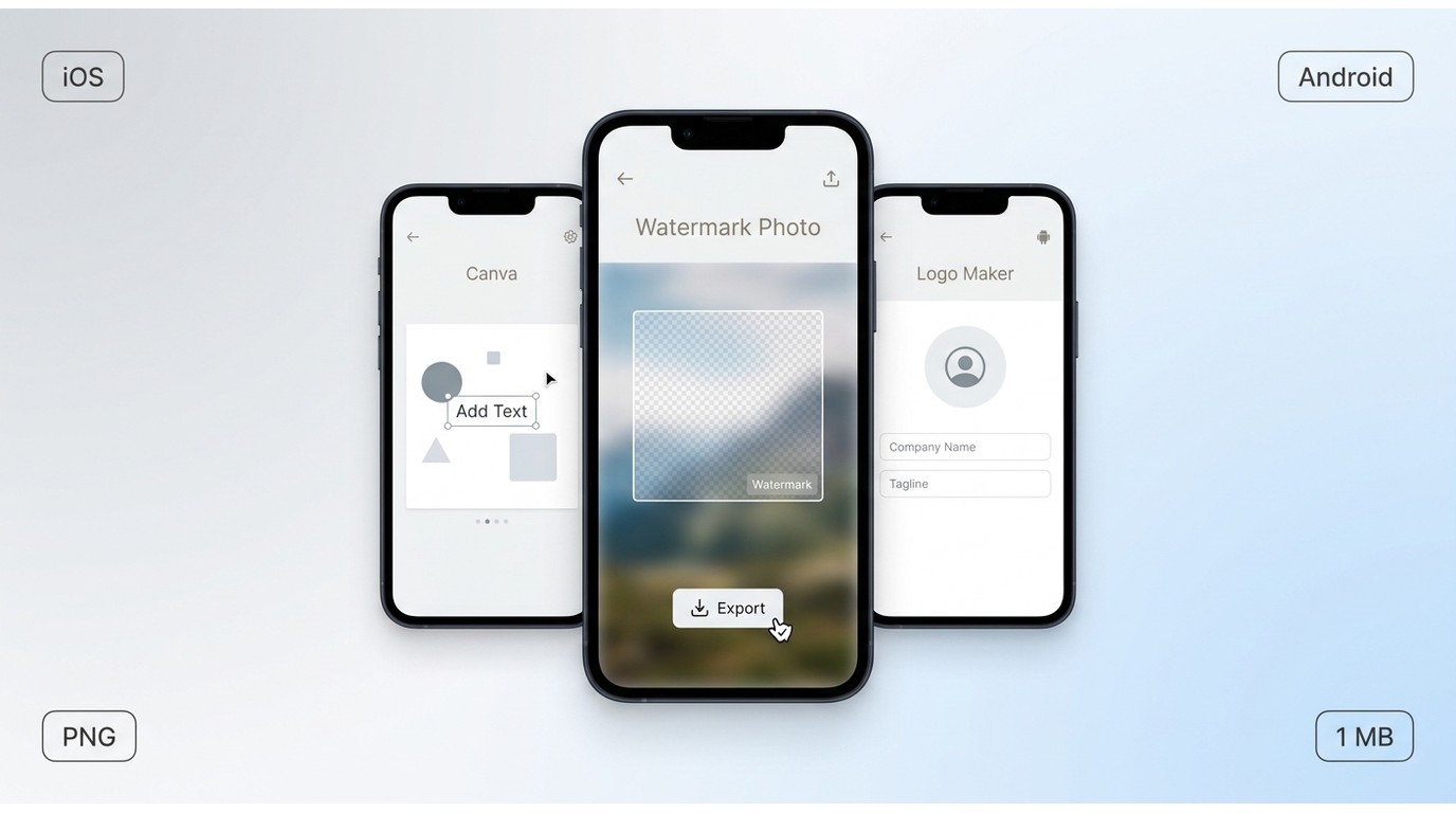Mobile apps for making a YouTube watermark on iPhone or Android with square PNG export