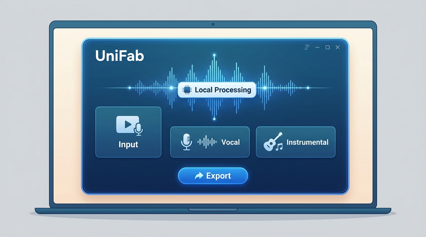 UniFab Vocal Remover on Windows with a local vocal and instrumental separation workflow