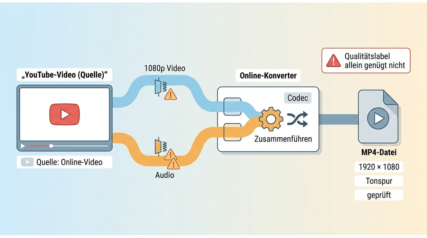 YouTube-Video und Audiospur werden im Online-Konverter zu einer MP4 zusammengeführt.