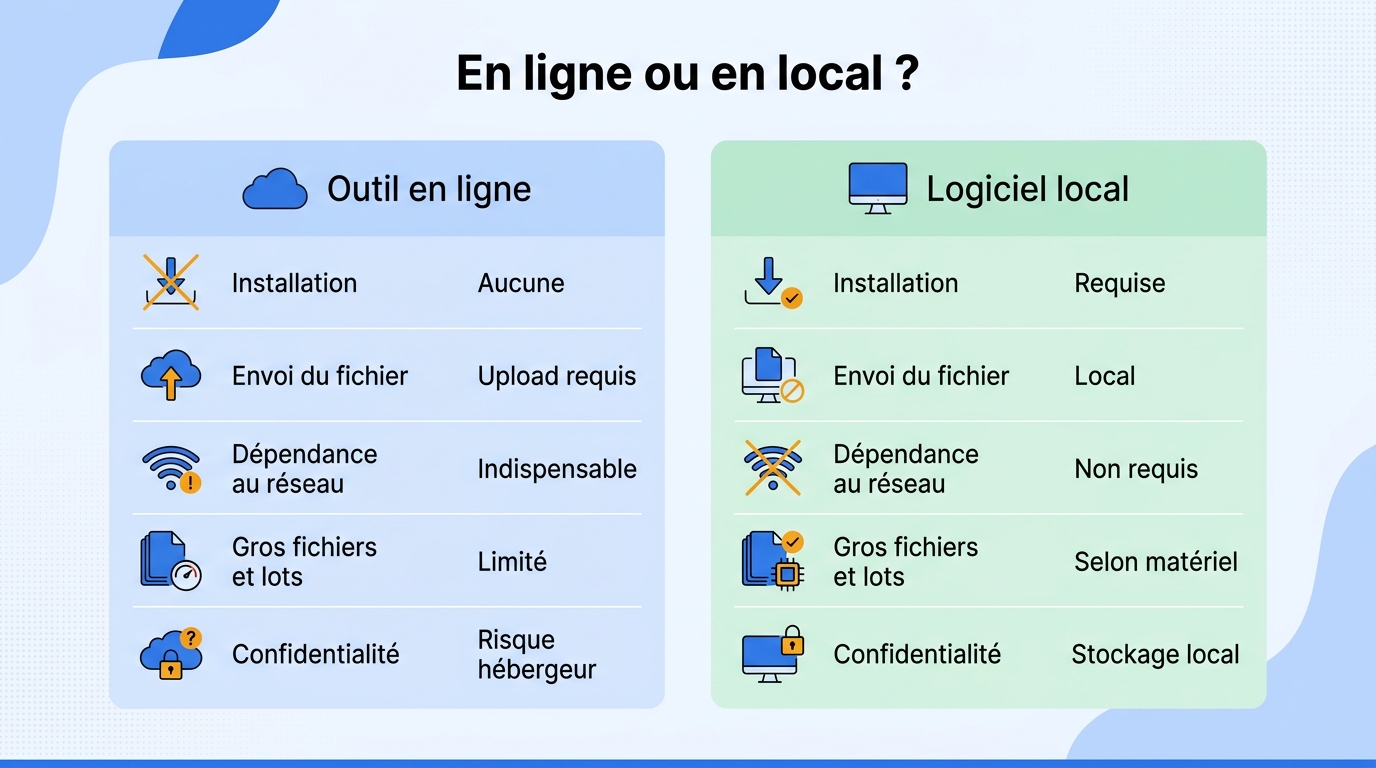 Online vs local comparison matrix