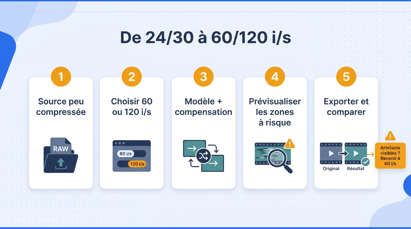 Un flux en cinq étapes permet de limiter les artefacts et de revenir à 60 i/s si 120 i/s devient ins