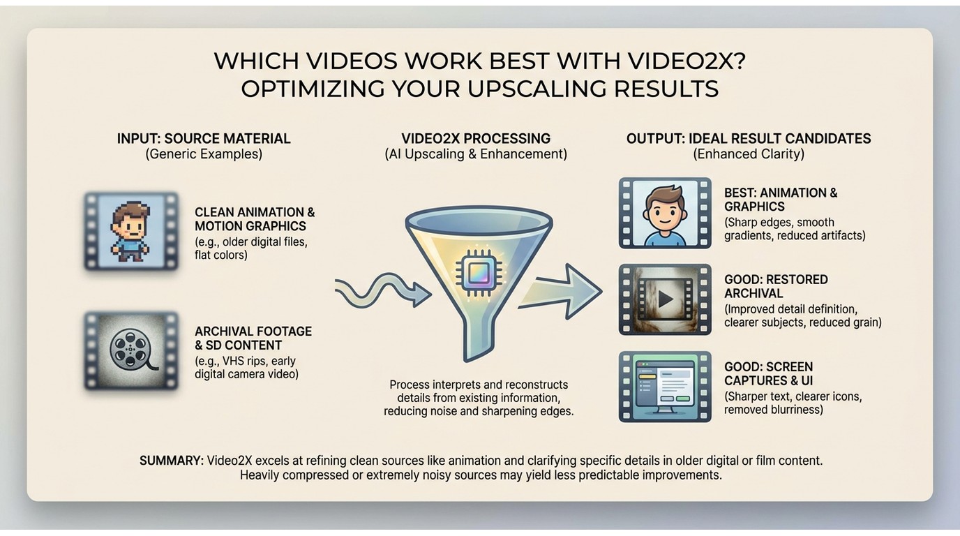 Which videos work best with video2x
