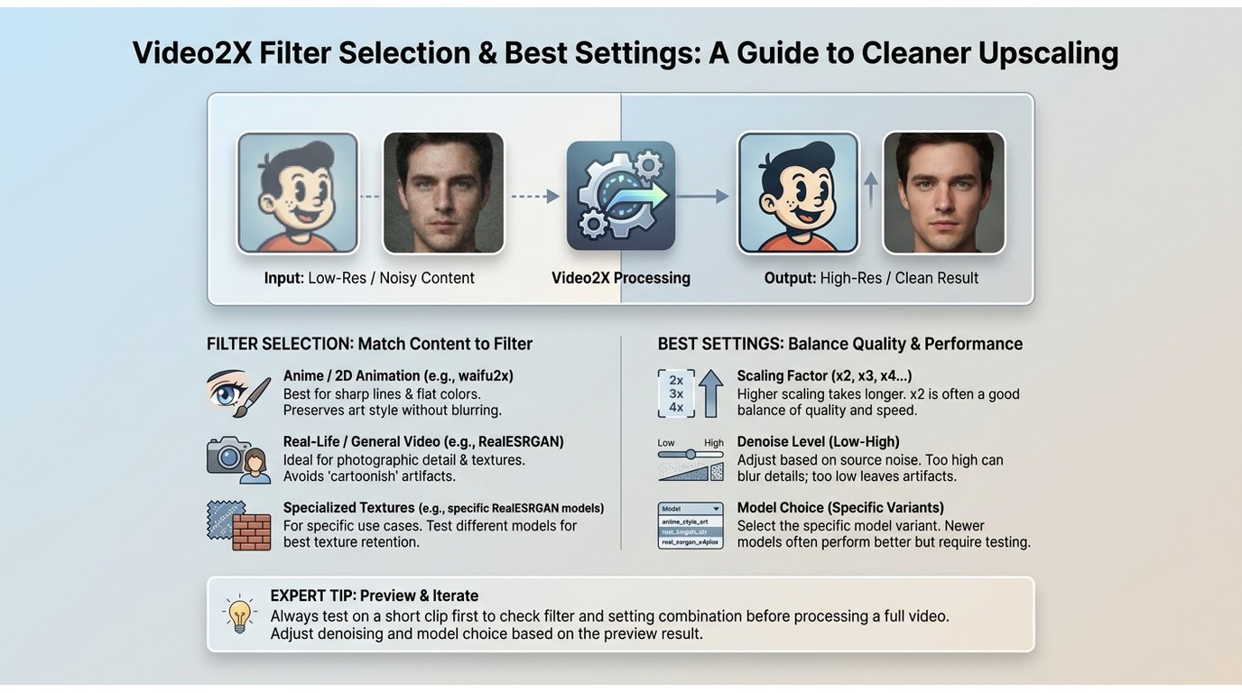 Video2x filter selection and best settings