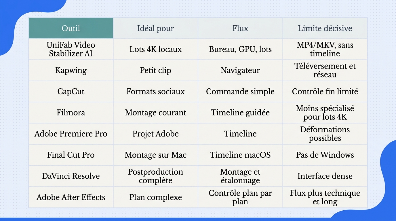 Comparatif huit stabilisateurs