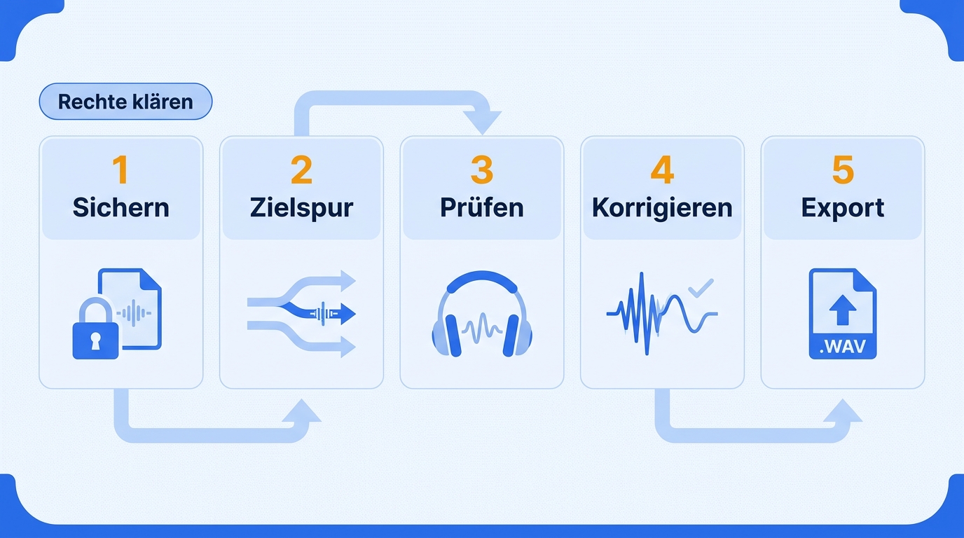 Die Trennung ist erst nach Prüfung beider Spuren und des finalen Exports abgeschlossen.