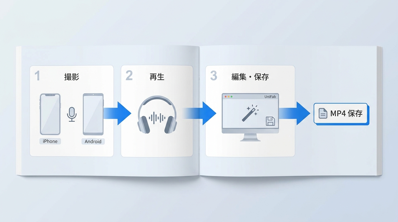 iPhoneとAndroidの音質改善を撮影・再生・編集保存に分けた流れ