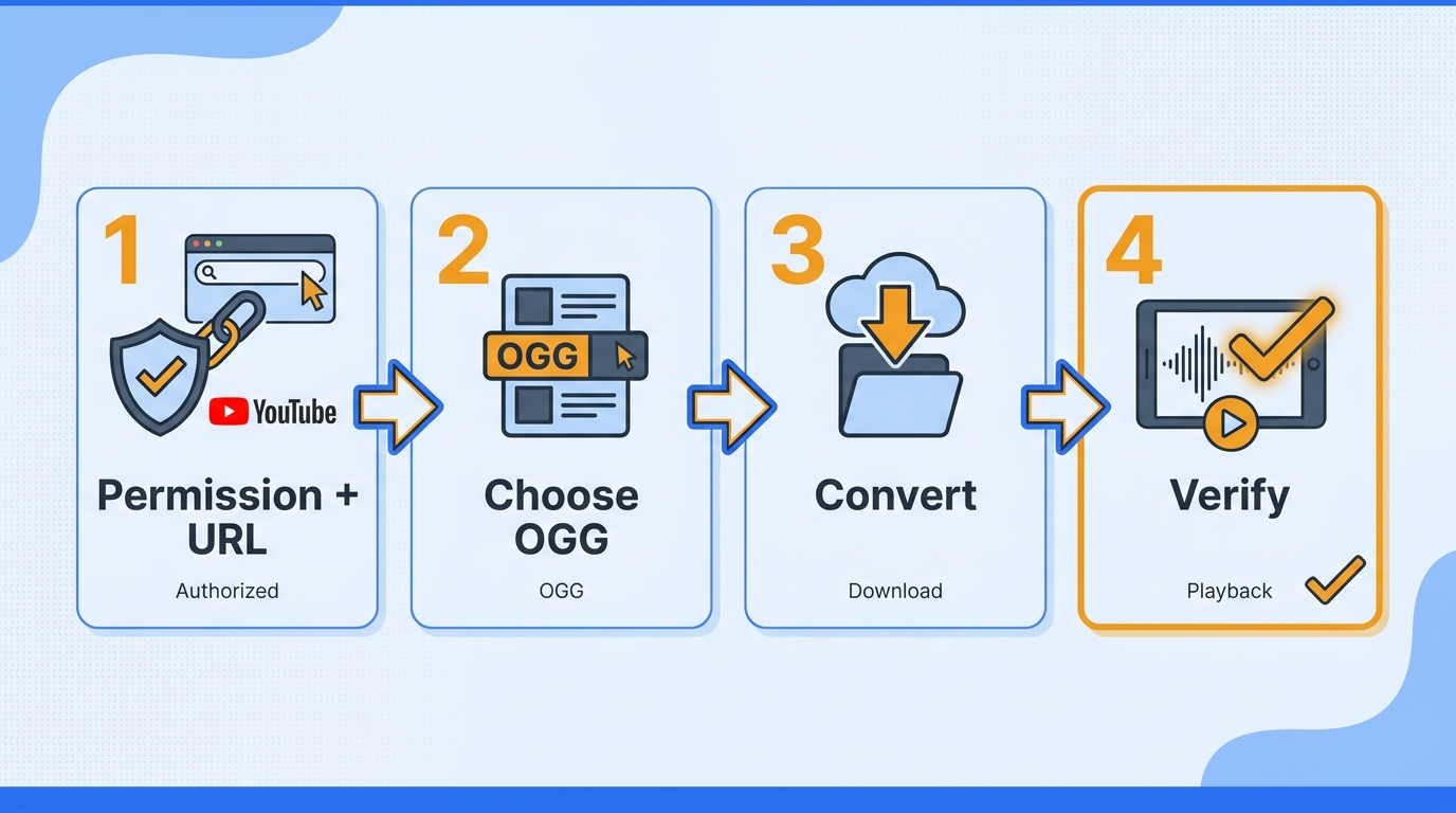 A successful download is only step three; the OGG file still needs codec and target-app verification