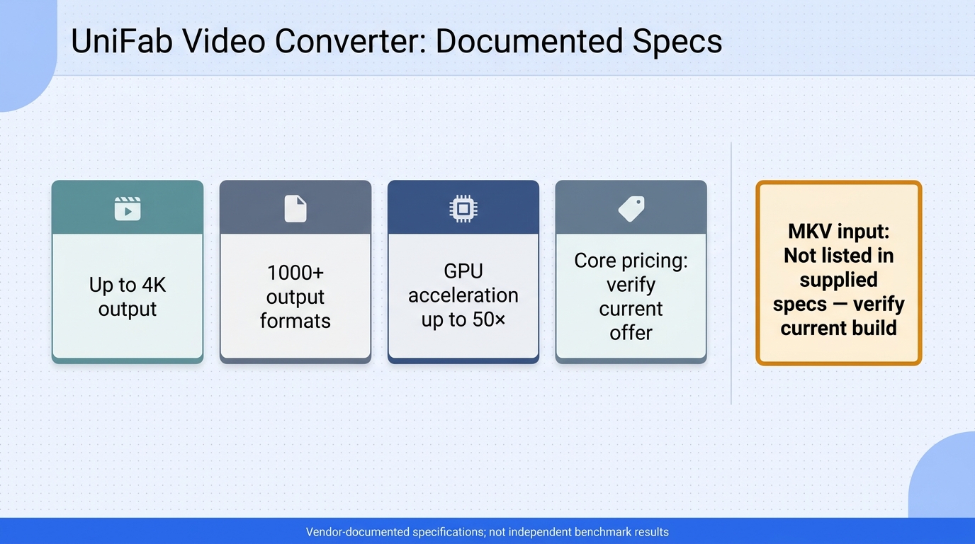 Vendor-documented capabilities are useful for evaluation, but the supplied input-format list does no