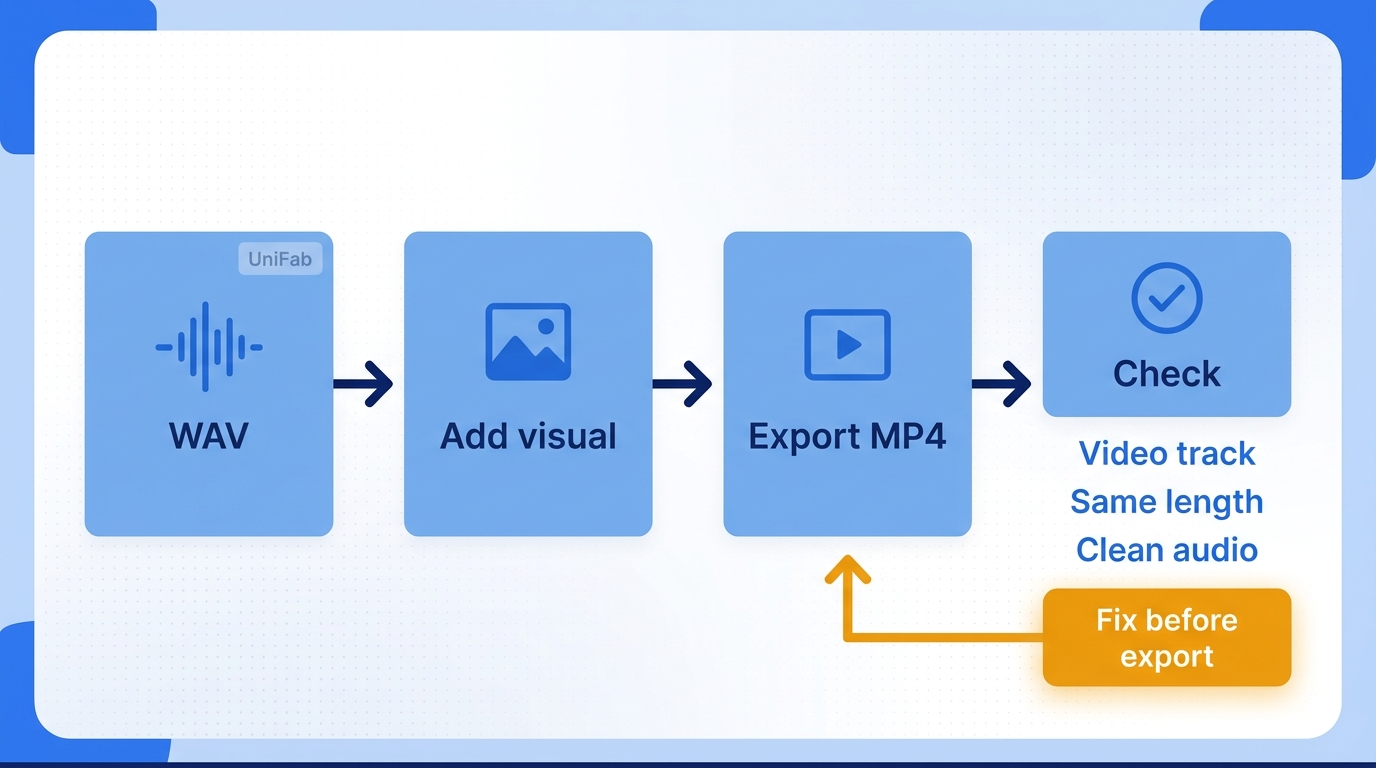 Wav to mp4 conversion check flow
