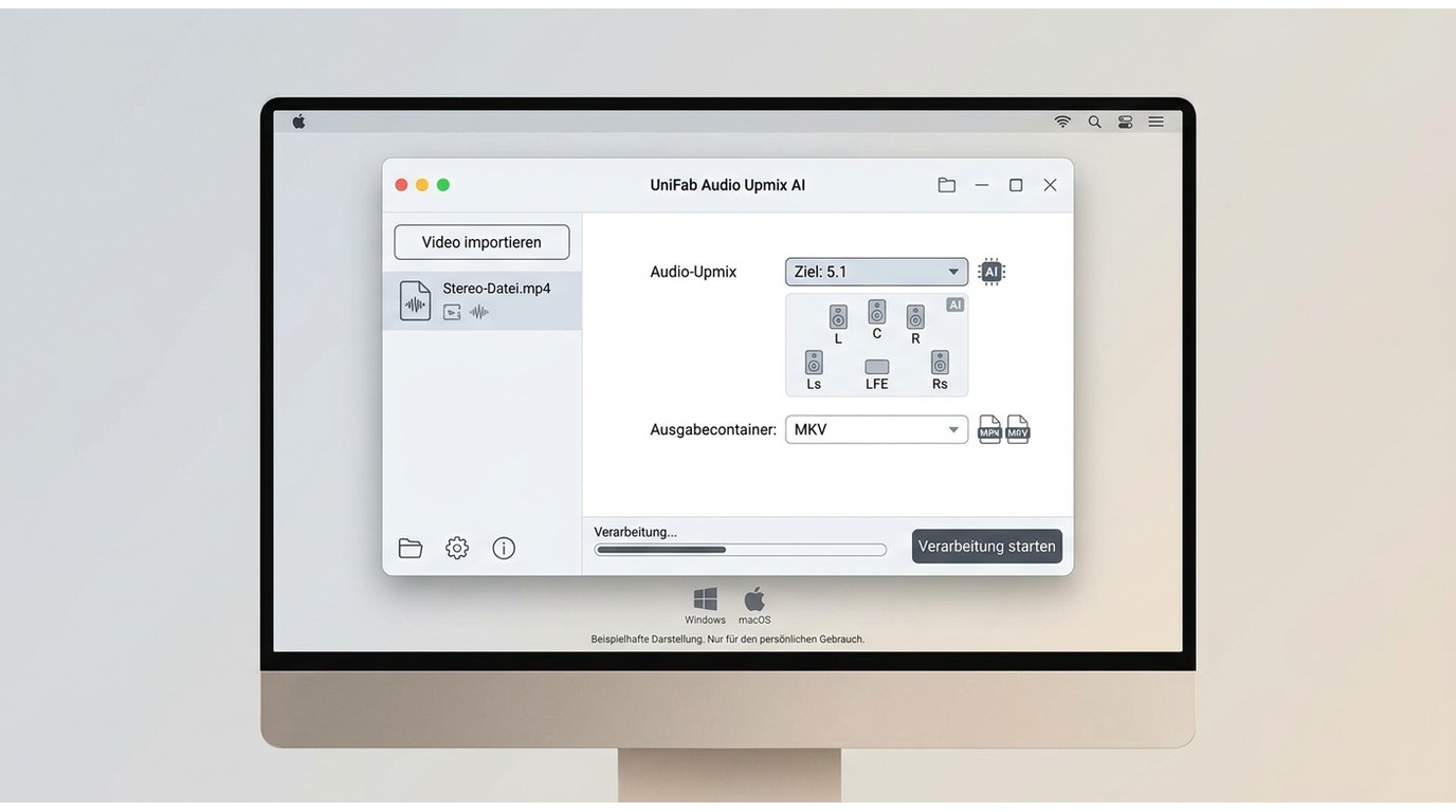 UniFab Audio Upmix AI wandelt eine Stereoquelle in 5.1 für MKV um