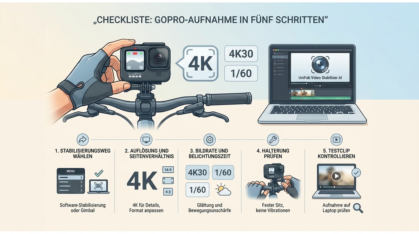 Fünf Prüfungen für GoPro-Aufnahmen vor der Stabilisierung
