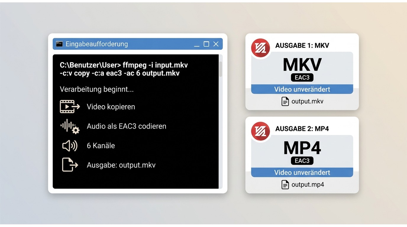 FFmpeg übernimmt das Video und codiert den Ton als EAC3 5.1