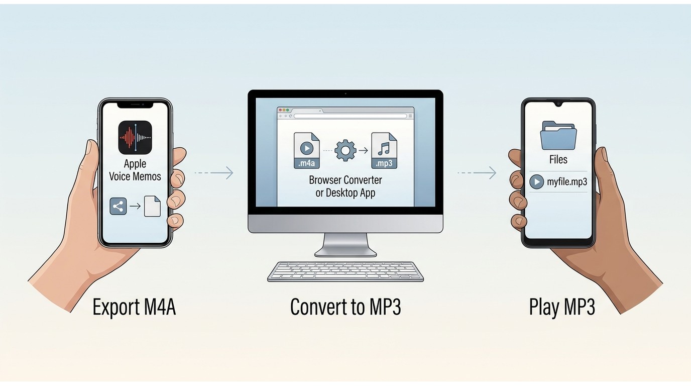 Mobile workflow from Voice Memos or Files to an MP3