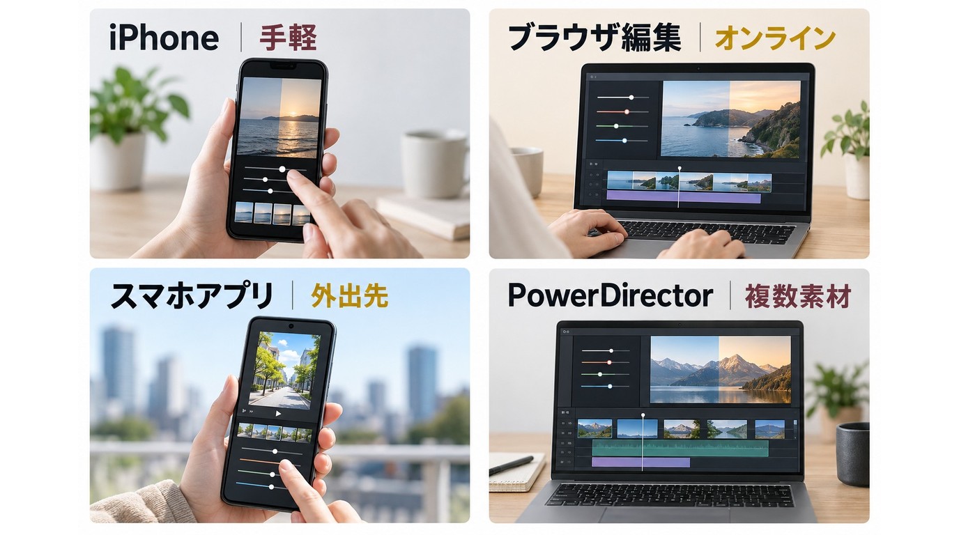 iPhoneやブラウザとPCソフトの色調補正方法の比較