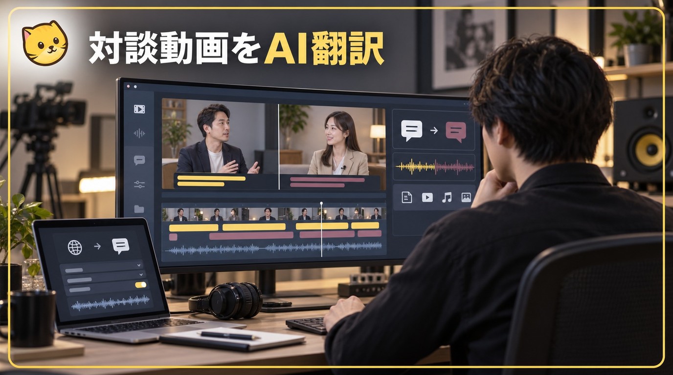 インタビュー・対談動画をAI翻訳する方法|字幕・吹き替え・保存形式【2026年】