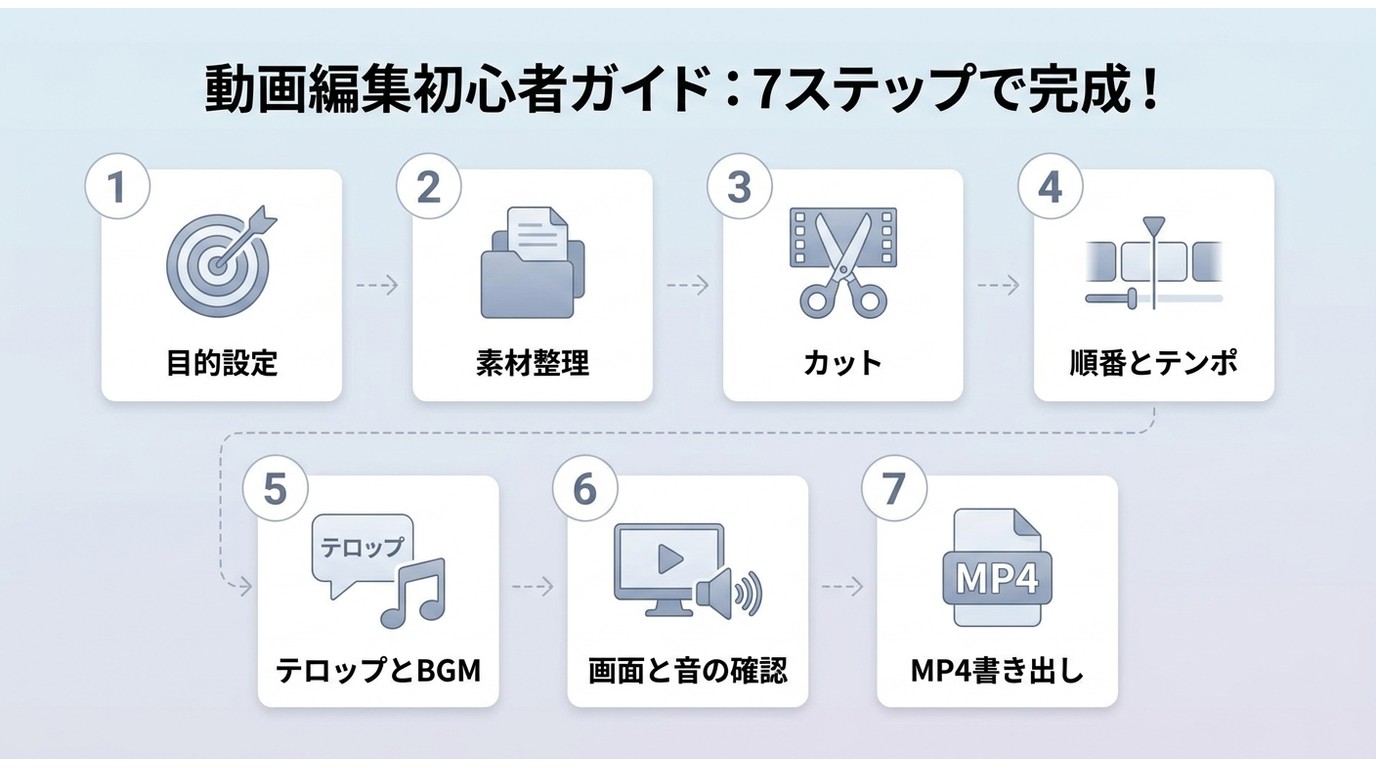 目的決めからMP4書き出しまでの動画編集7ステップ