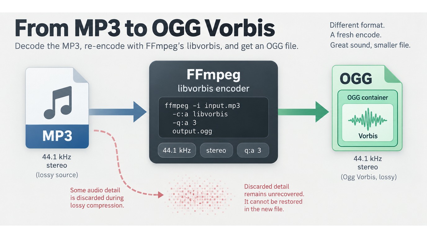 How MP3 becomes OGG Vorbis while encoded detail remains unrecovered