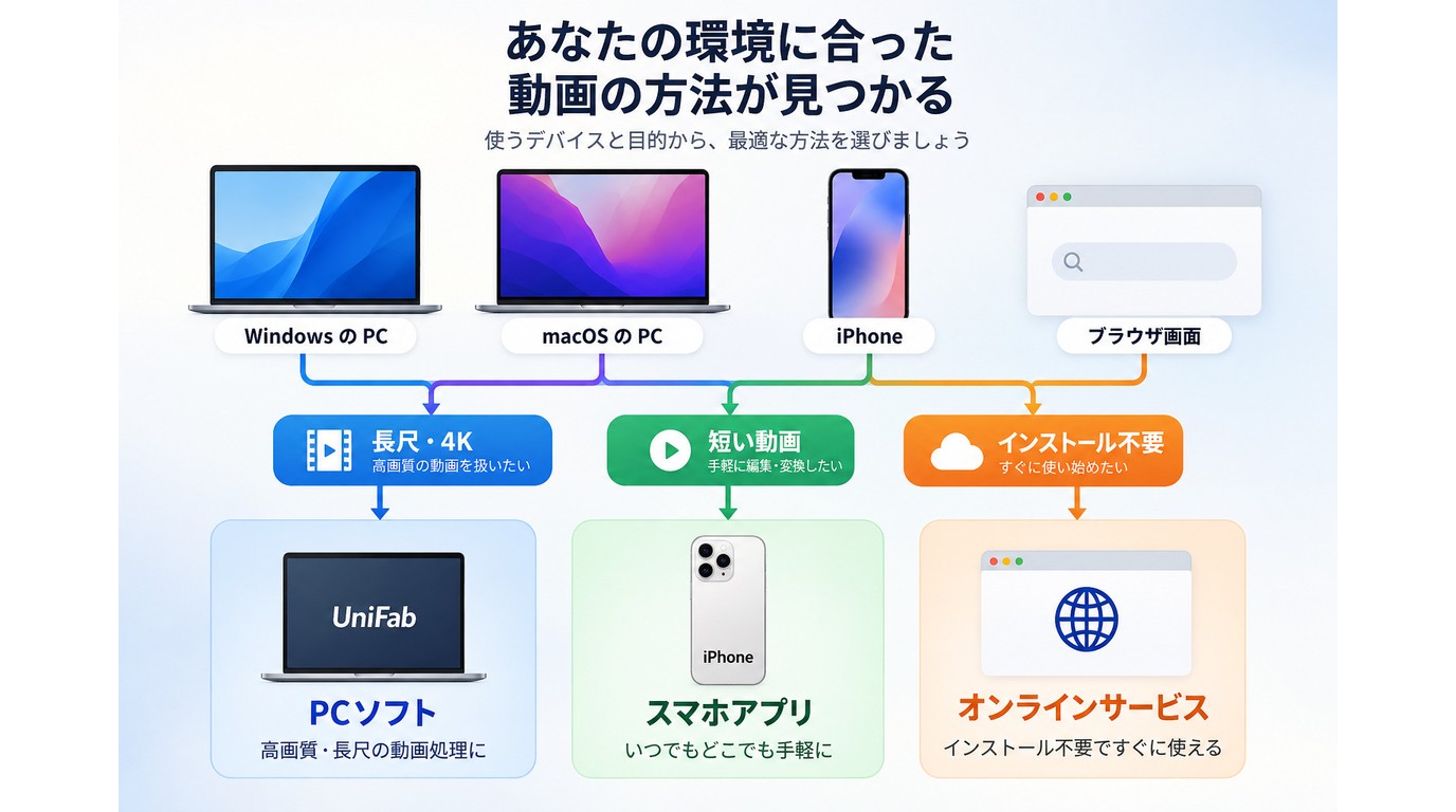 長尺動画や4K素材に合うPC、スマホ、オンラインの選び方