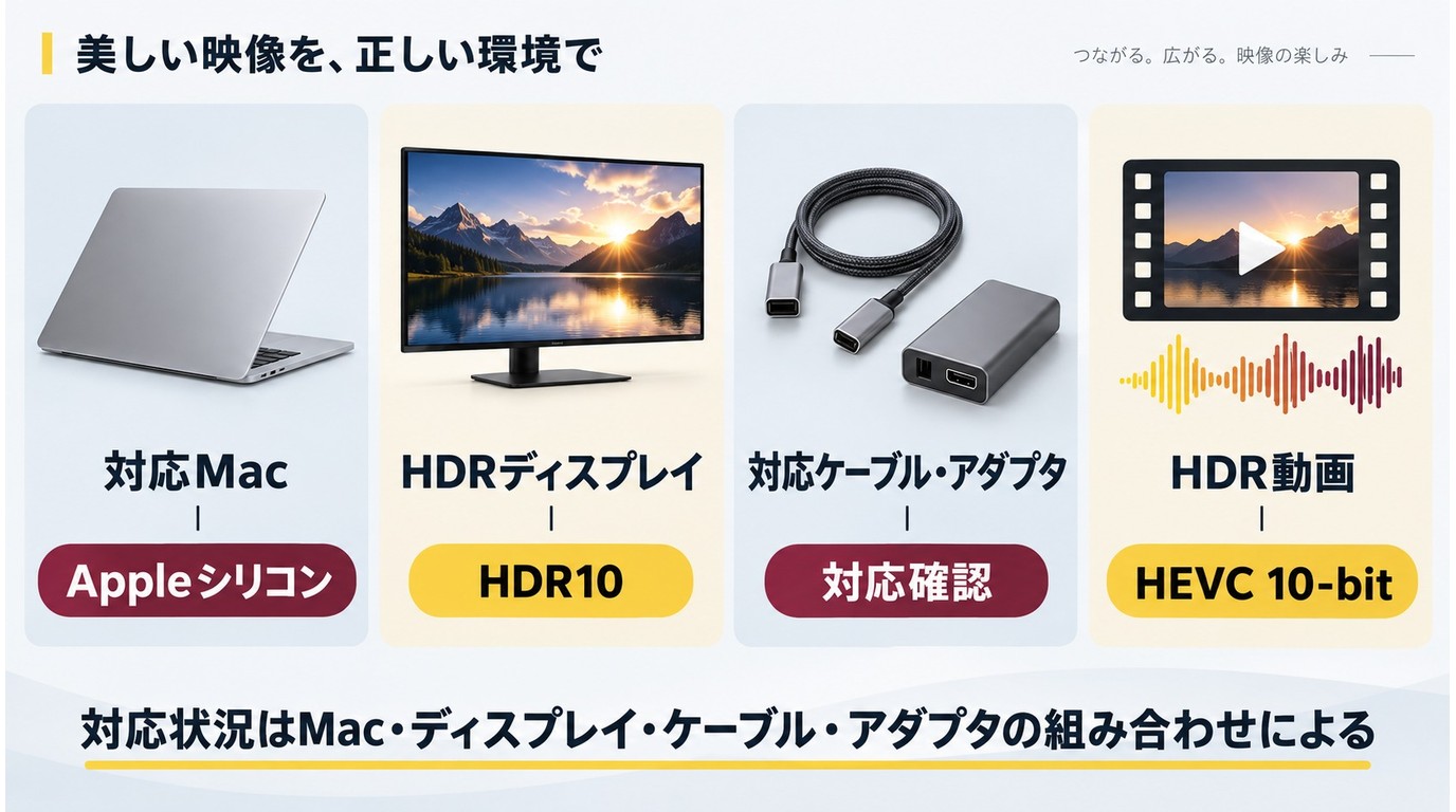 MacBookとHDRディスプレイの対応条件を4項目で整理