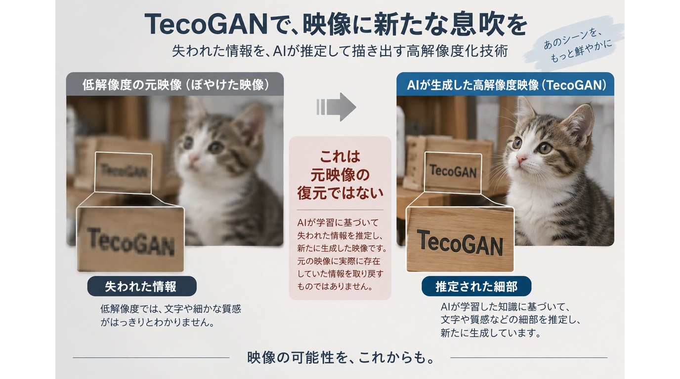 TecoGANが元情報ではなく細部を推定する仕組み