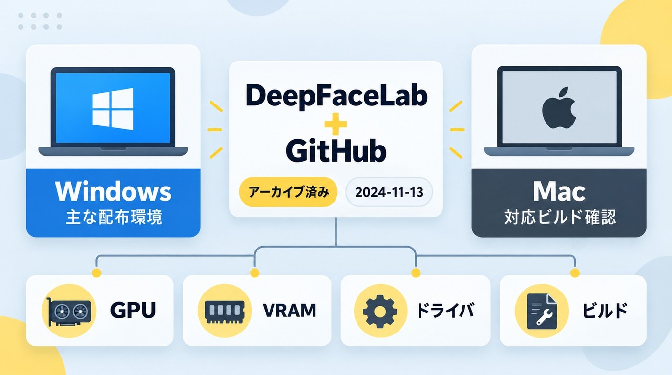 DeepFaceLabの公開状況とWindows・Mac別の動作環境確認項目