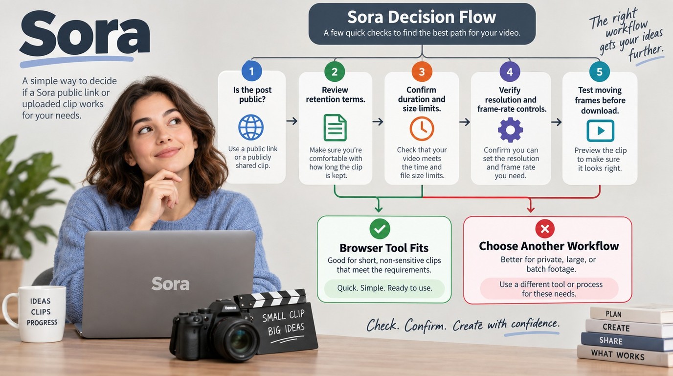 Checks for Sora browser tools, including privacy, limits, output, and motion preview