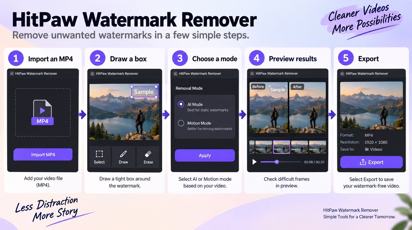 HitPaw workflow from import and tight masking to preview checks and final export