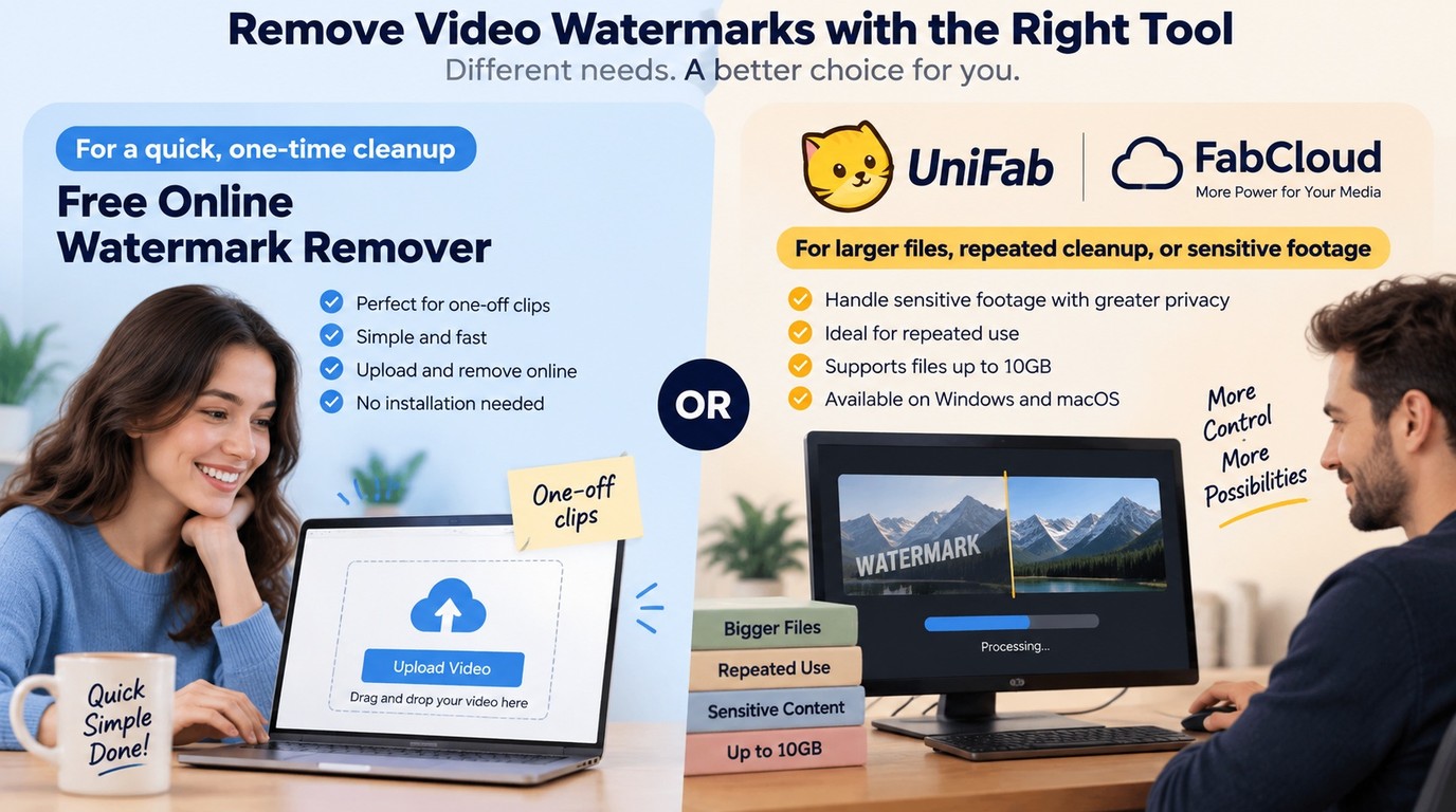 When to use an online remover or UniFab for CapCut watermark cleanup
