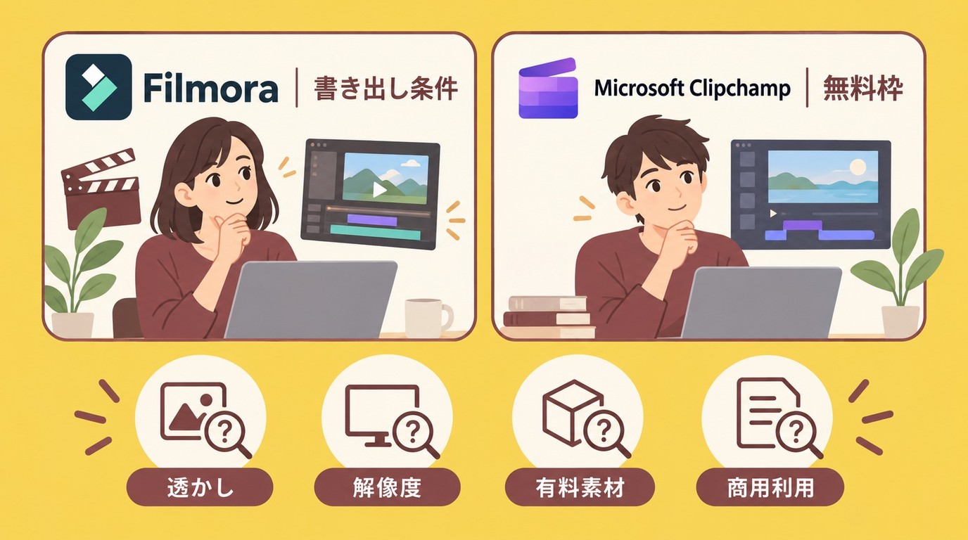 無料版の透かしと解像度、素材の商用利用を分けて確認する流れ
