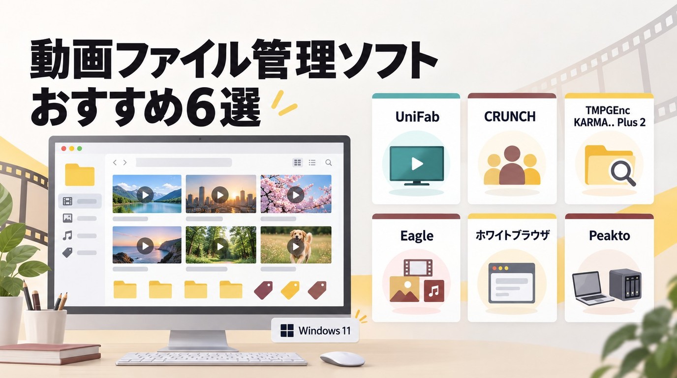 動画ファイル管理ソフト6選の違いと選び方:無料の範囲とWindows 11対応
